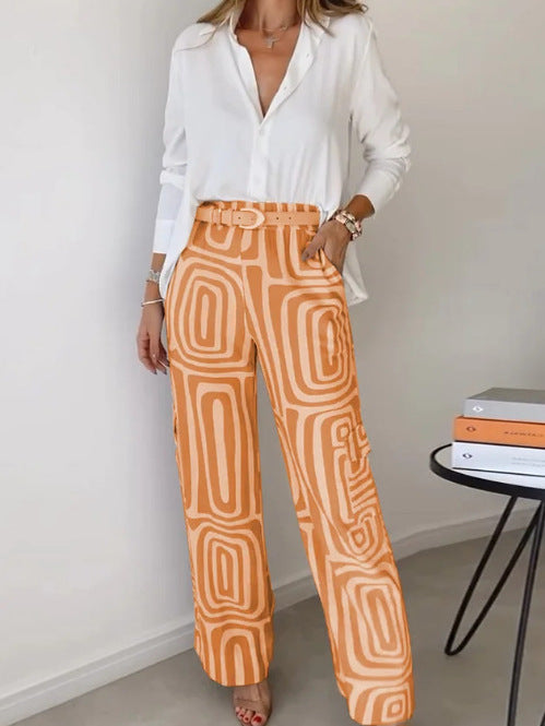 Women's Printed Shirt and Trousers Set