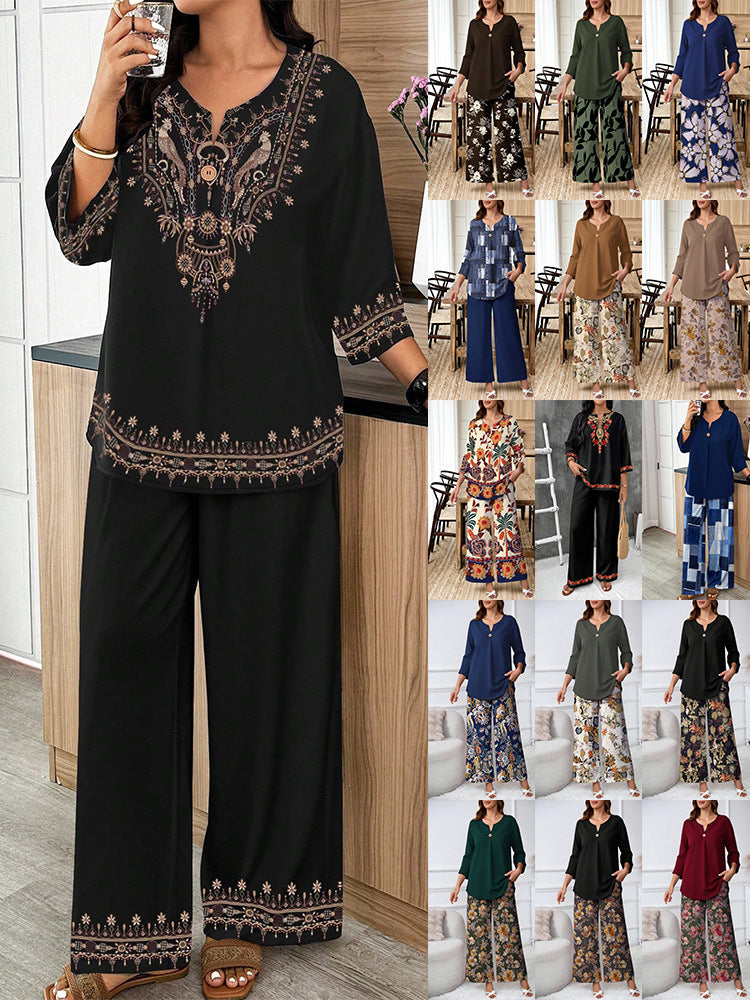 Floral Print Shirt and Pants Set