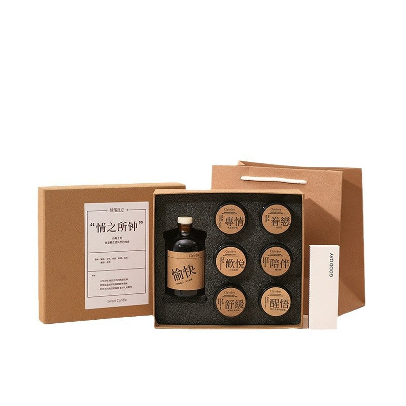 Rattan Aromatherapy Gift Set with Candles and Fireless Diffuser