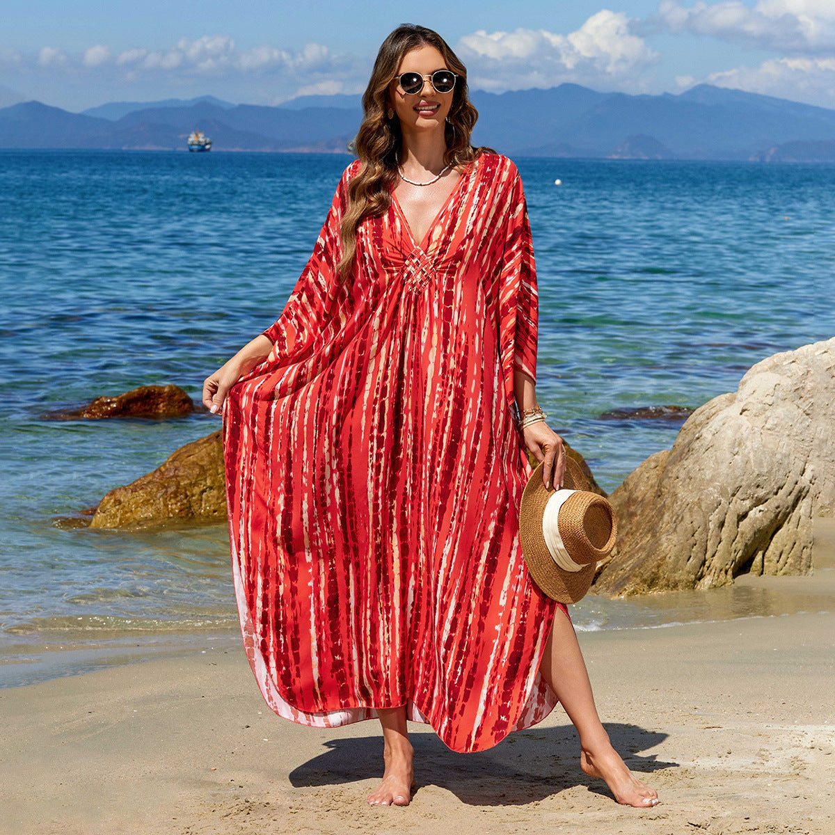 Bohemian Beach Cover-Up with Woven Print
