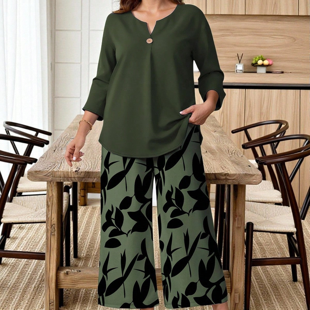 Floral Print Shirt and Pants Set