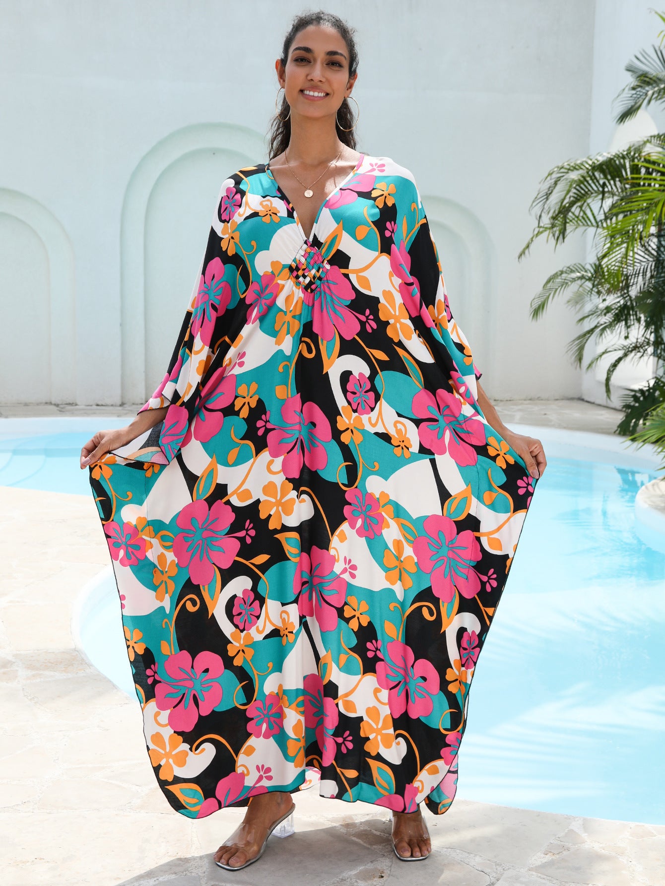 Rayon Printed Beach Cover Up Dress