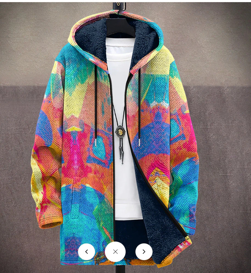 Mens Reversible Fleece Lined Hooded Jacket