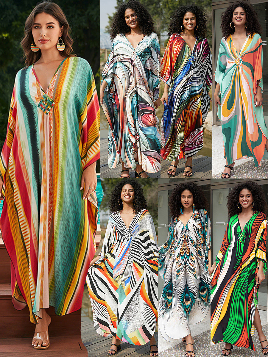 Rayon Printed Beach Cover Up Dress