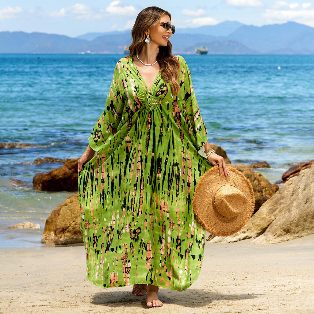 Bohemian Beach Cover-Up with Woven Print