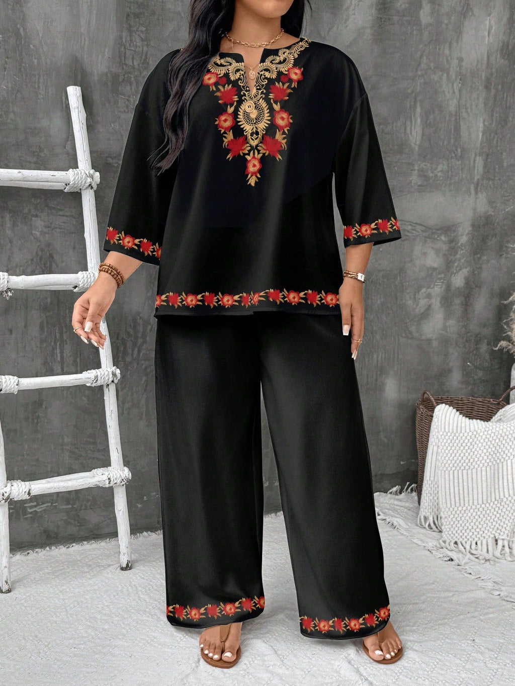 Floral Print Shirt and Pants Set