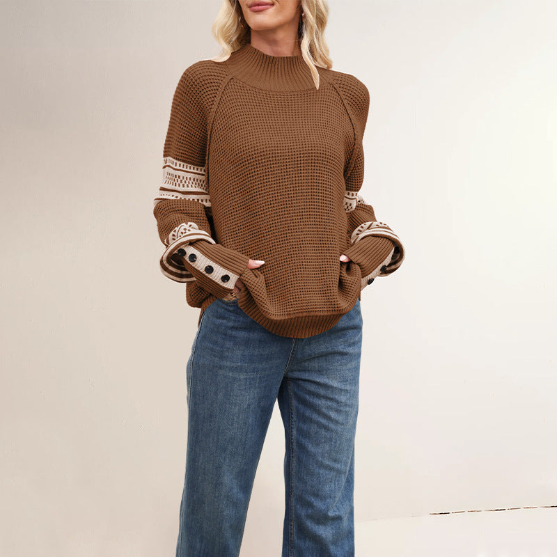 Knitted sweater, half-high neck, fashionable pullover