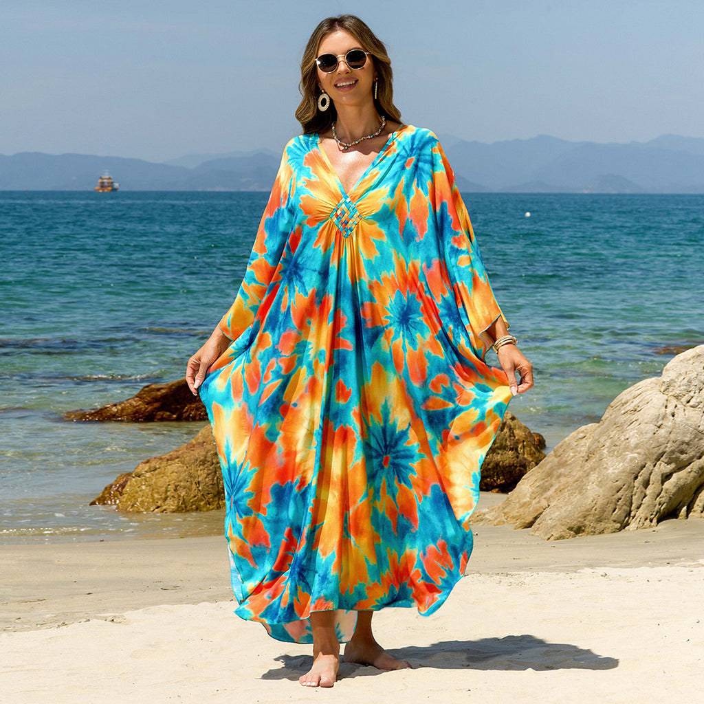 Bohemian Beach Cover-Up with Woven Print