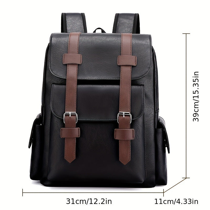 Retro travel large-capacity soft leather backpack